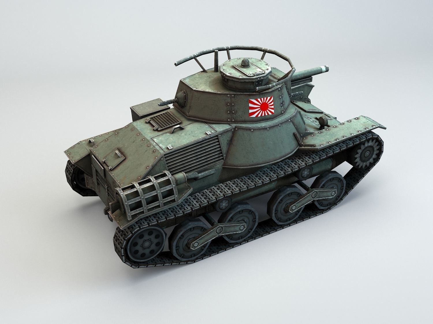 Low Poly Type 4 Ke Nu Light Tank Low-poly 3D model_10