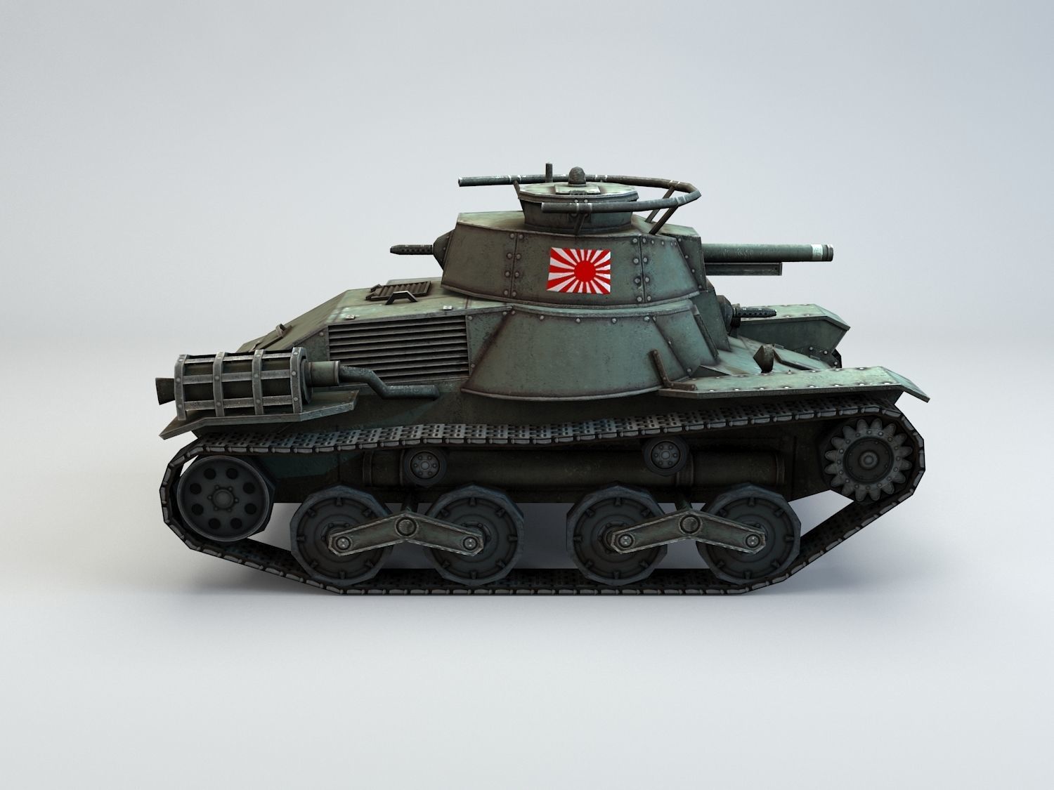 Low Poly Type 4 Ke Nu Light Tank Low-poly 3D model_4