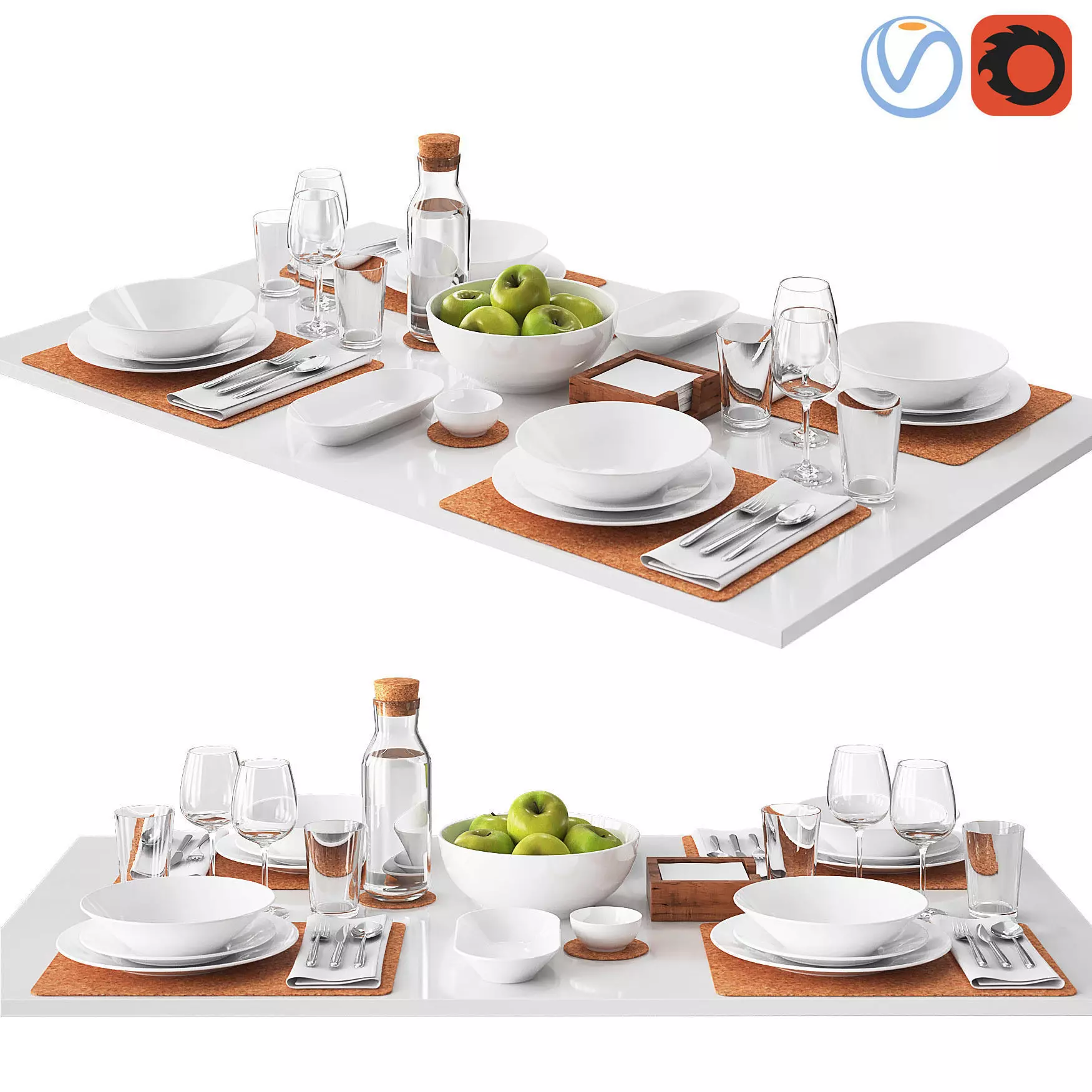 365 table setting with plates and bowls 3D model