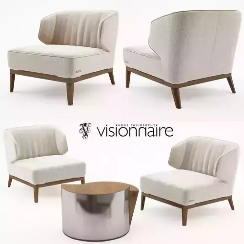Blondie armchair with Cyborg large table - Visionnaire 3D model