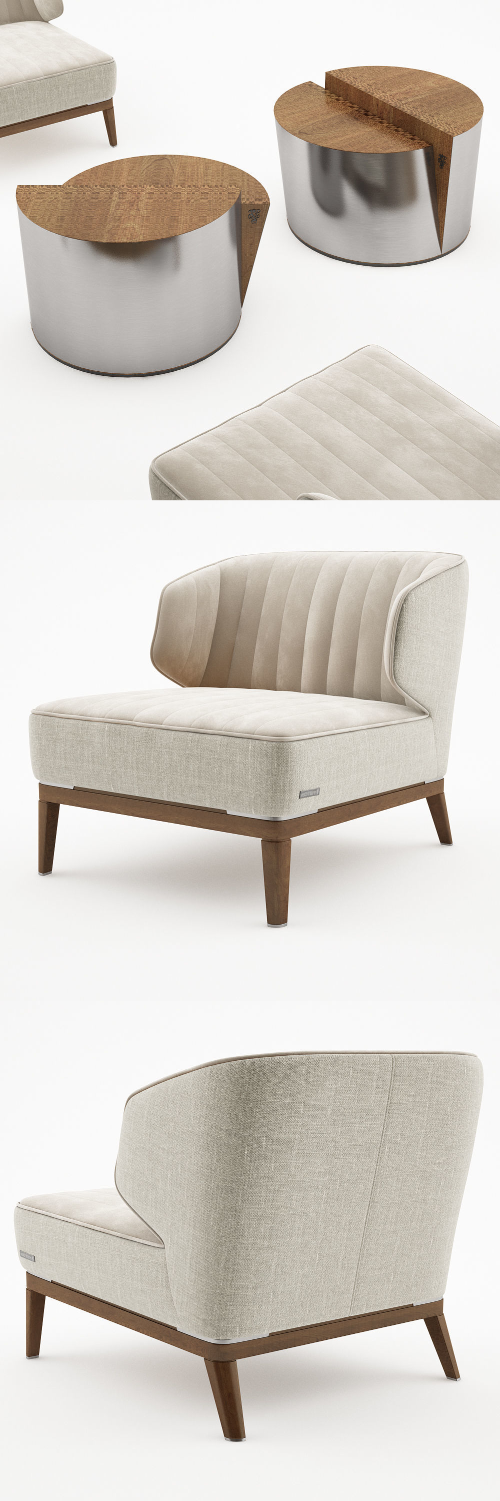 Blondie armchair with Cyborg large table - Visionnaire 3D model_1