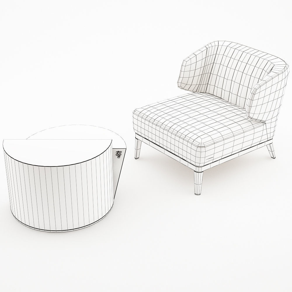 Blondie armchair with Cyborg large table - Visionnaire 3D model_2