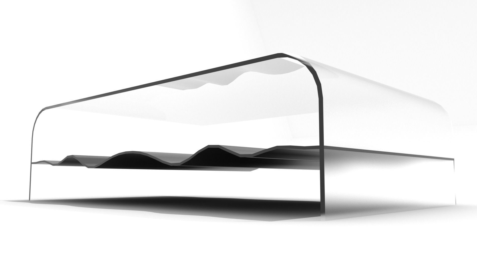 Glossy Wave Coffee Table Low-poly 3D model_2