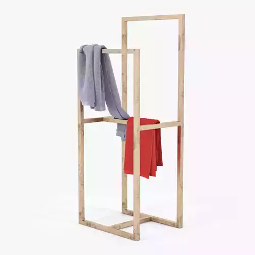 Towel wooden rack with clothes