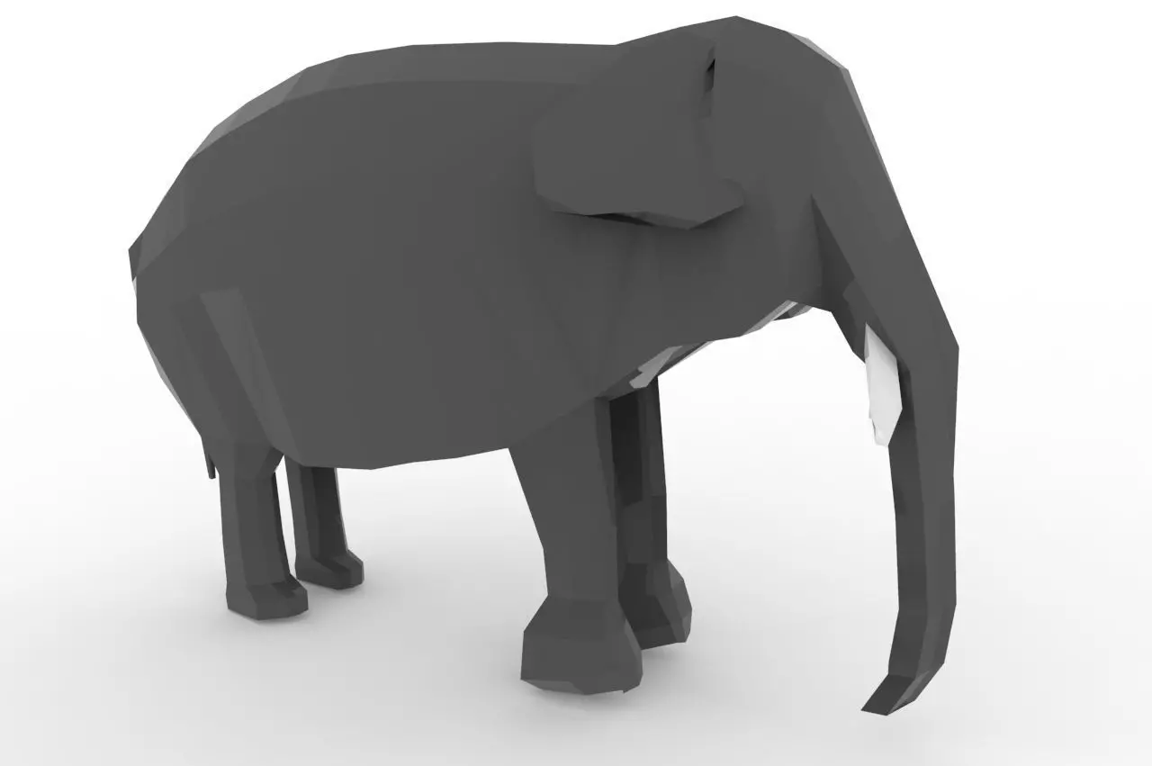 low poly elephant Free low-poly 3D model