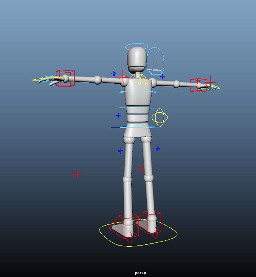 Rigged cartoon mannequin character Low-poly 3D model_1