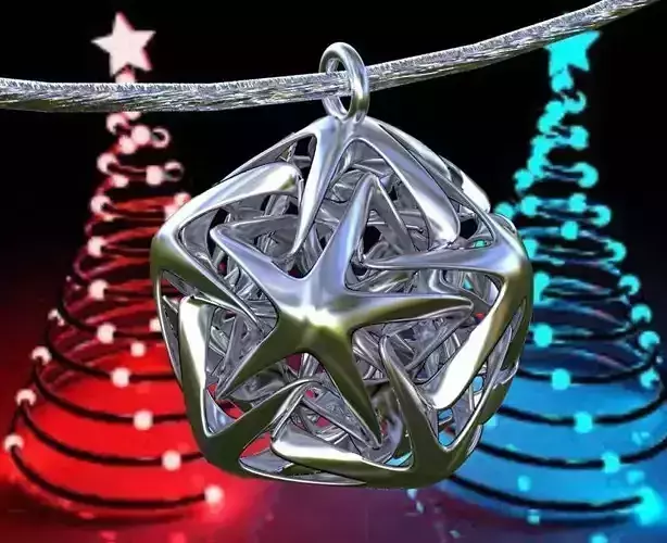 X-MAS ICOSAHEDRON LINKED STAR PENDANTS 3D print model