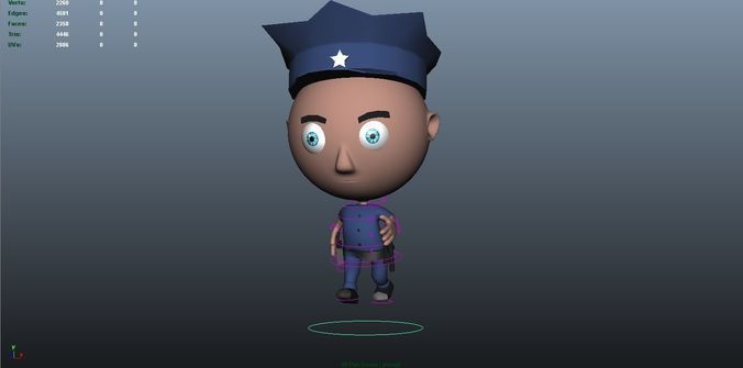 Low poly police walk cycle and run cycle Low-poly 3D model