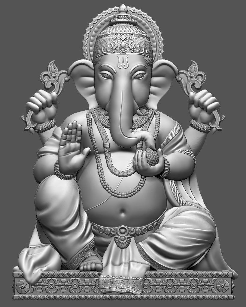 statue of Lord Ganesha 3D print model_3