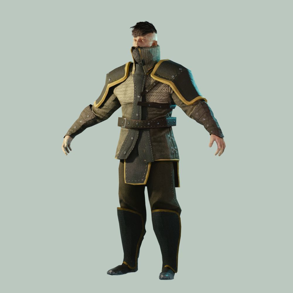 Big Hat Armorset Low-poly 3D model_6
