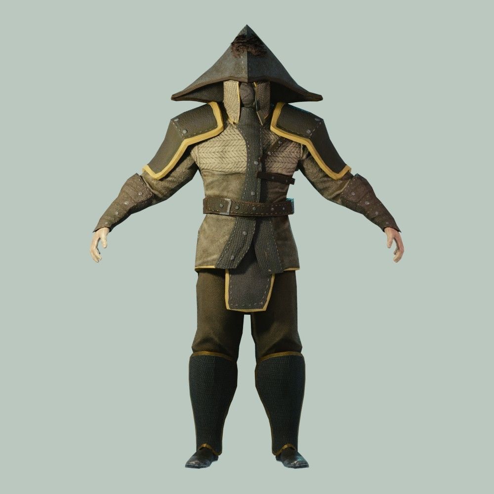 Big Hat Armorset Low-poly 3D model_5