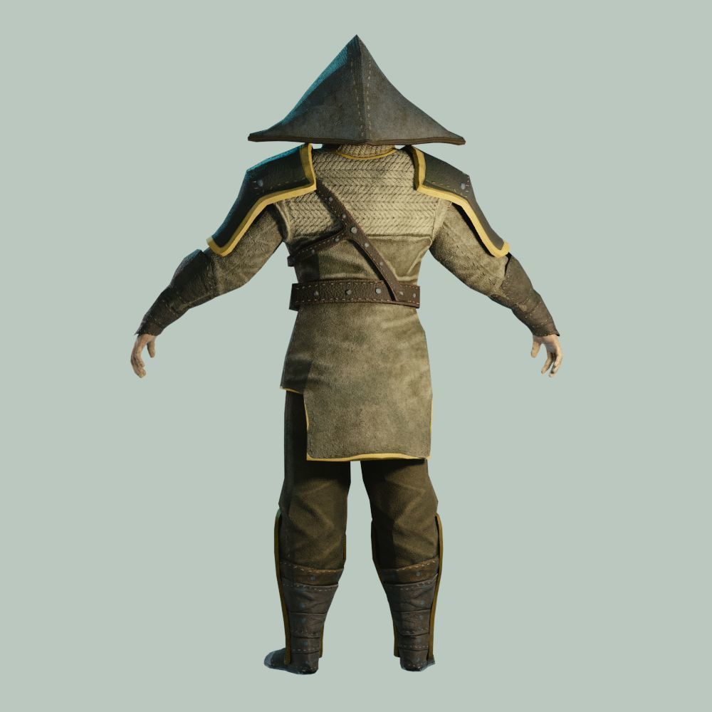 Big Hat Armorset Low-poly 3D model_7