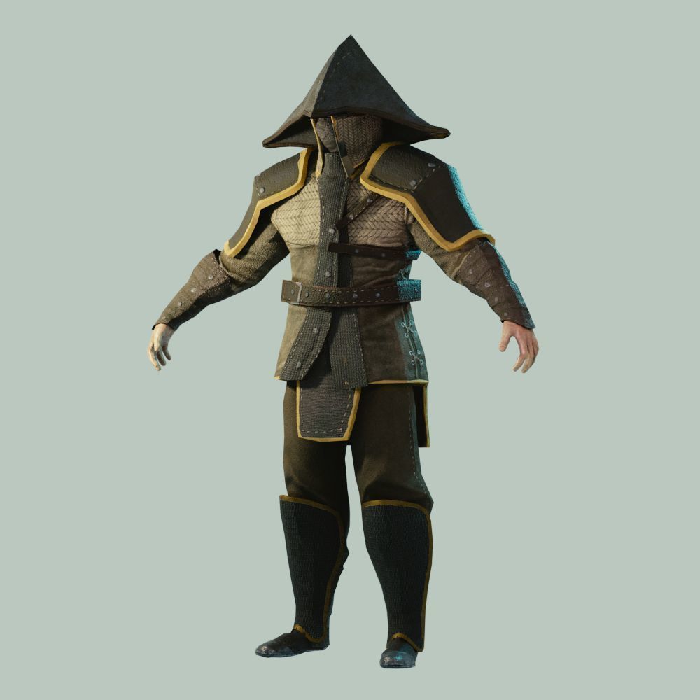 Big Hat Armorset Low-poly 3D model_2