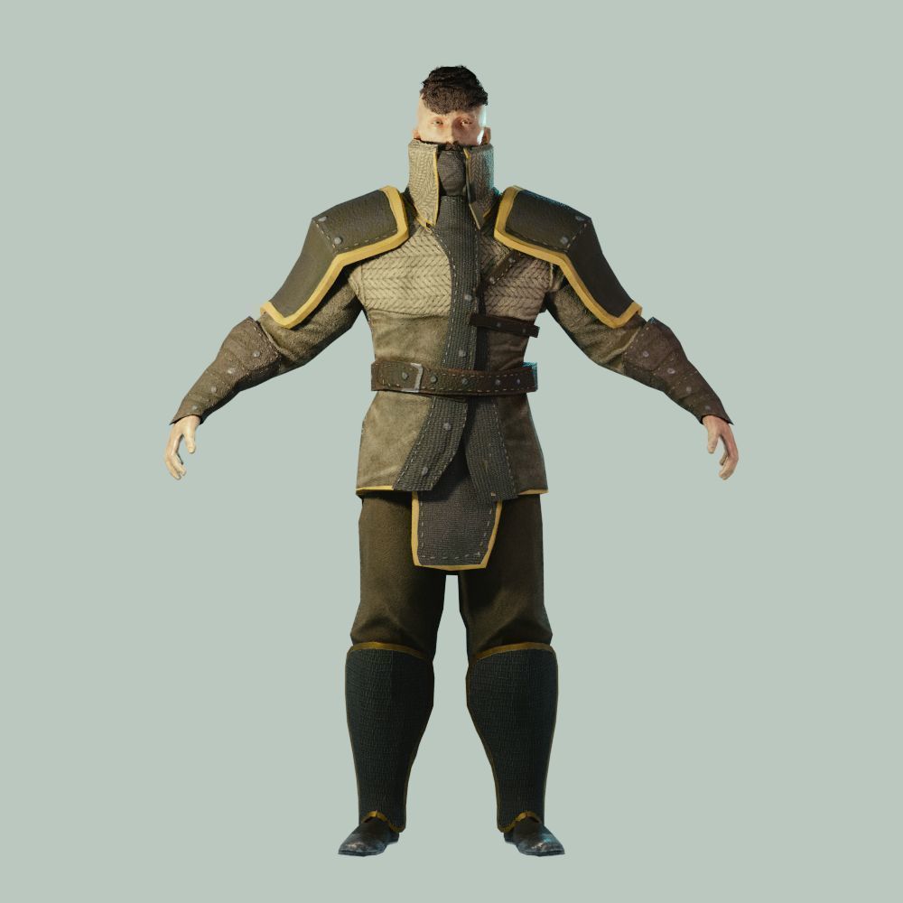 Big Hat Armorset Low-poly 3D model_3