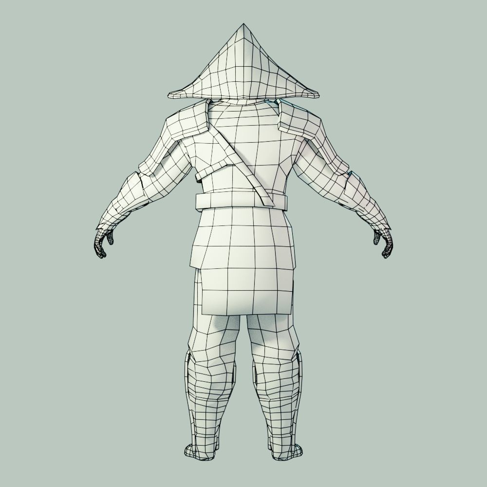Big Hat Armorset Low-poly 3D model_8
