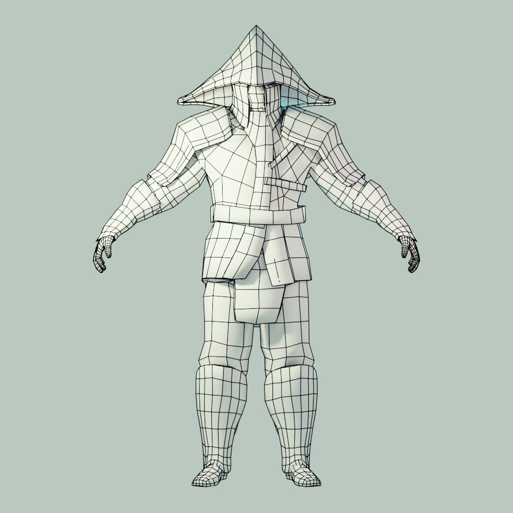 Big Hat Armorset Low-poly 3D model_9