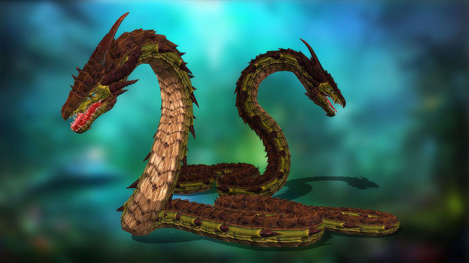Dragonsnake snake Low-poly 3D model