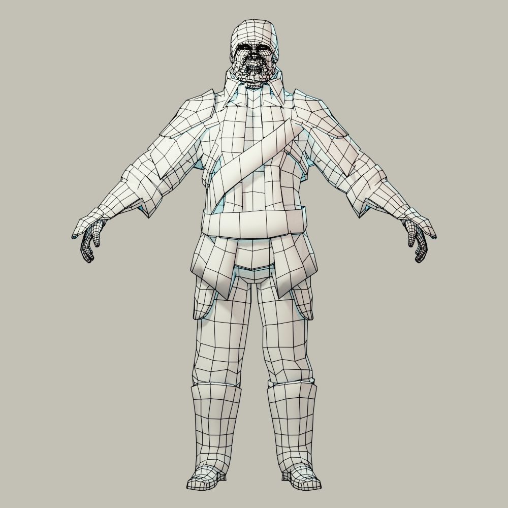 Leather and Gold Armorset Low-poly 3D model_7