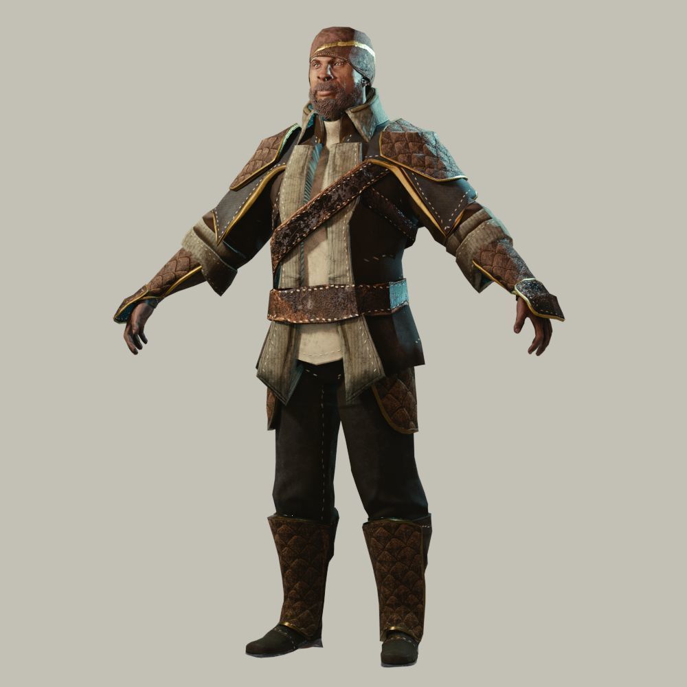 Leather and Gold Armorset Low-poly 3D model_2