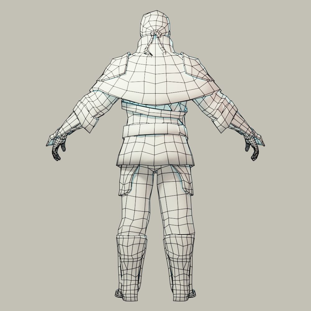 Leather and Gold Armorset Low-poly 3D model_8