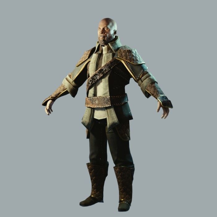 Leather and Gold Armorset Low-poly 3D model_4