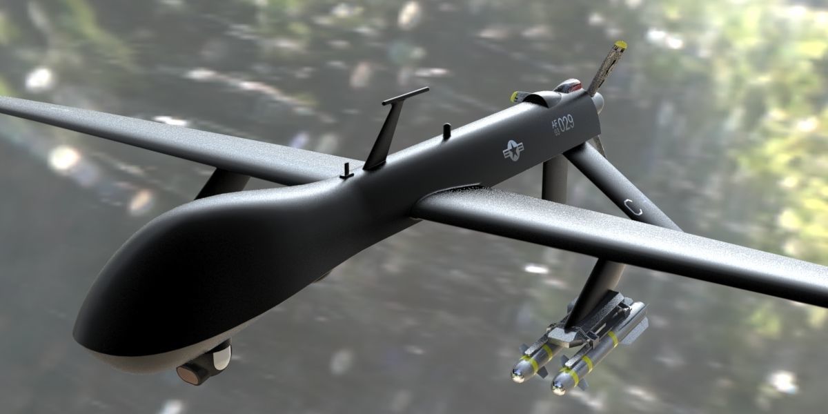 MQ-1 Predator UAV Free low-poly 3D model_7