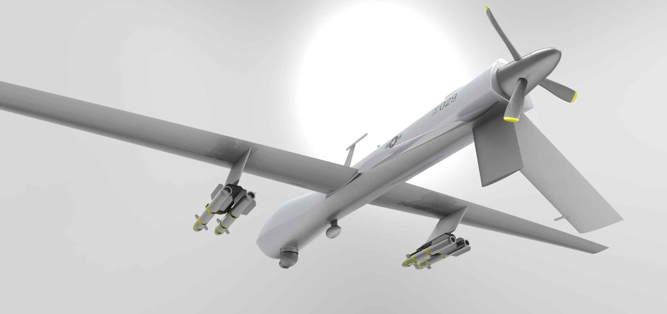 MQ-1 Predator UAV Free low-poly 3D model_13
