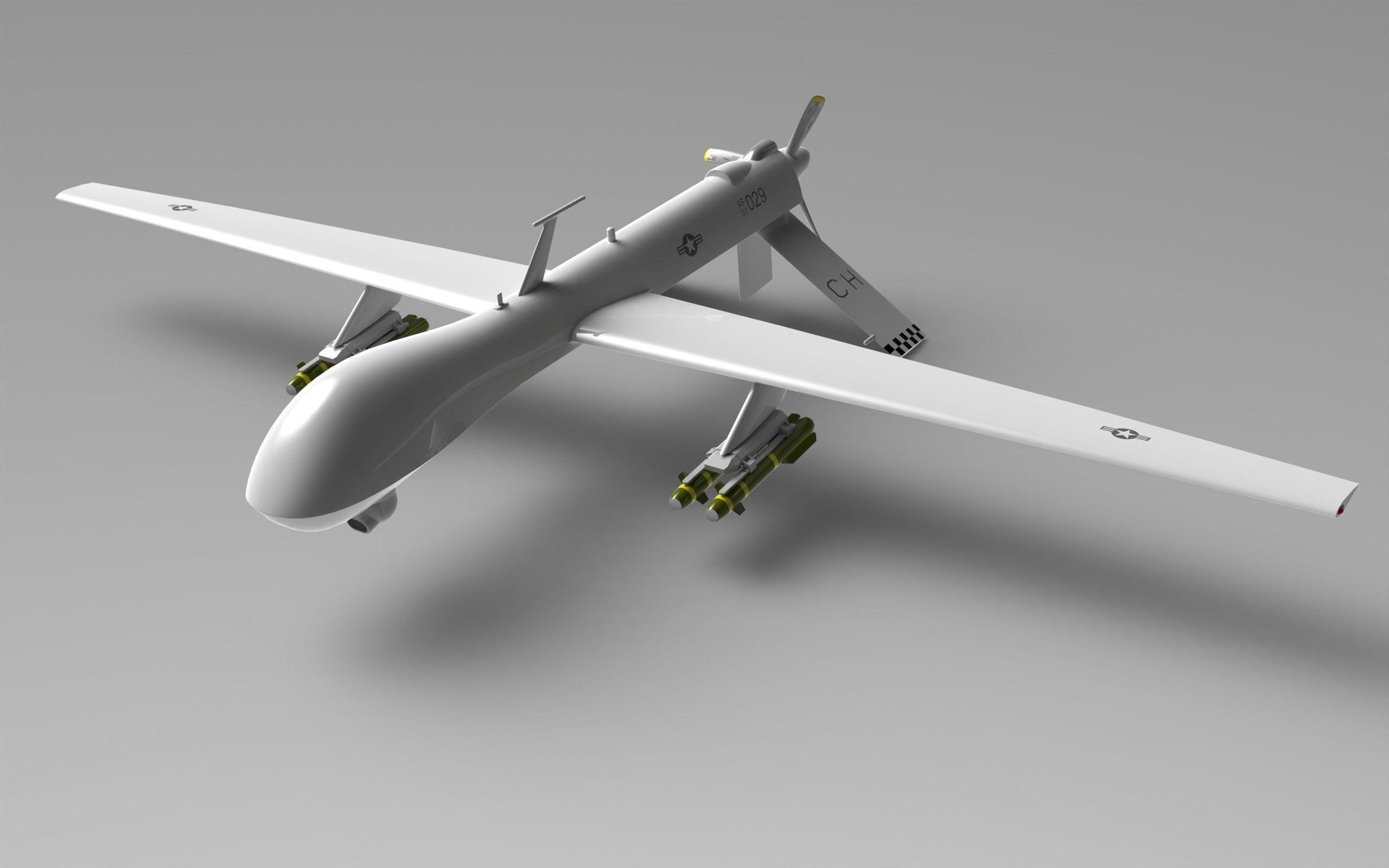 MQ-1 Predator UAV Free low-poly 3D model_4