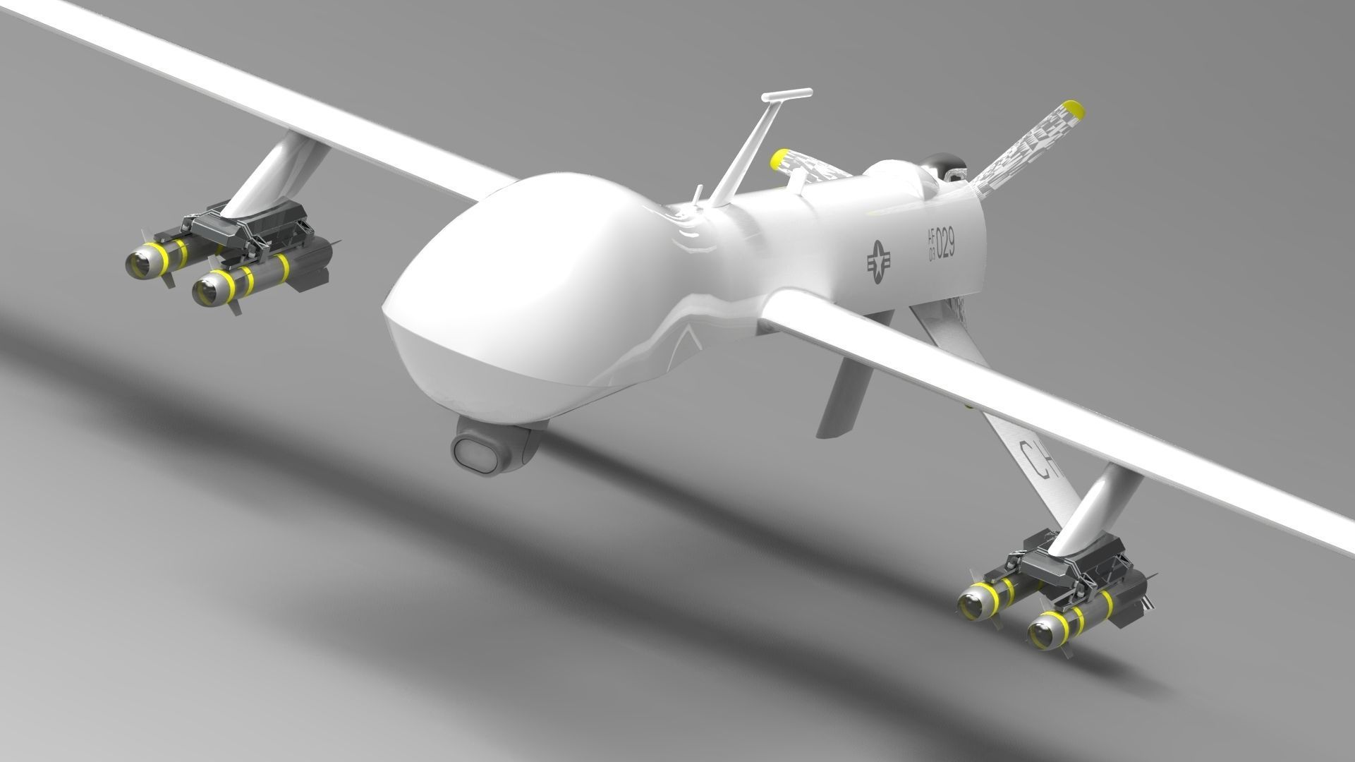 MQ-1 Predator UAV Free low-poly 3D model_14