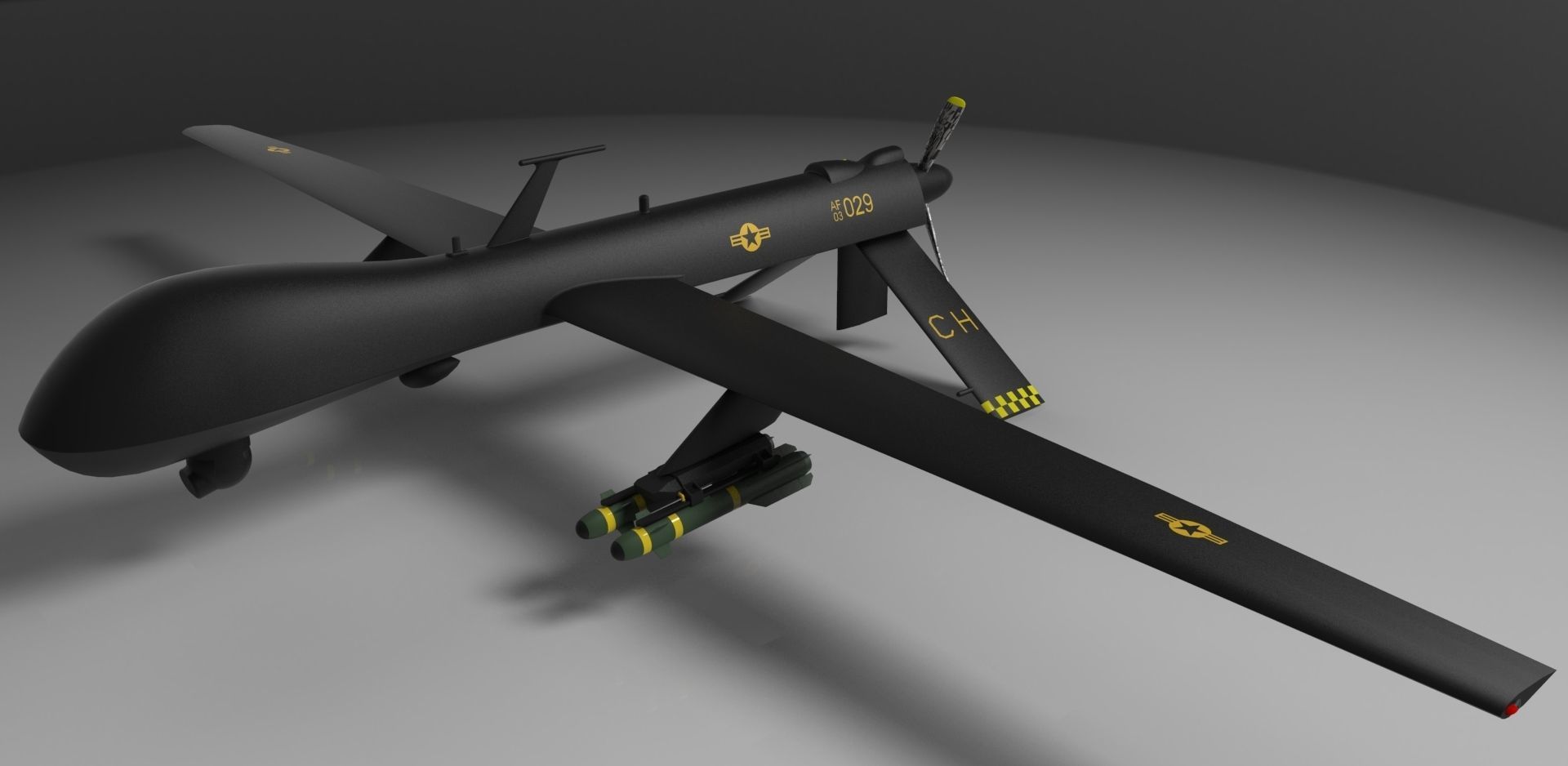 MQ-1 Predator UAV Free low-poly 3D model_9