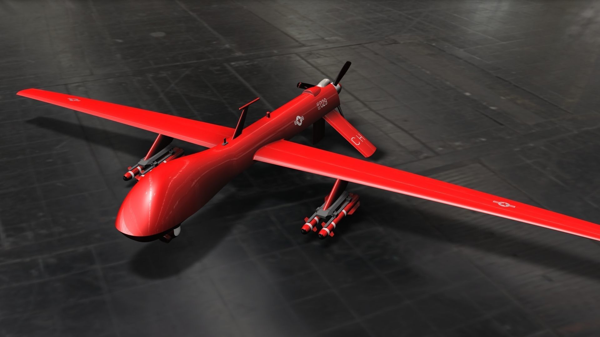 MQ-1 Predator UAV Free low-poly 3D model_10