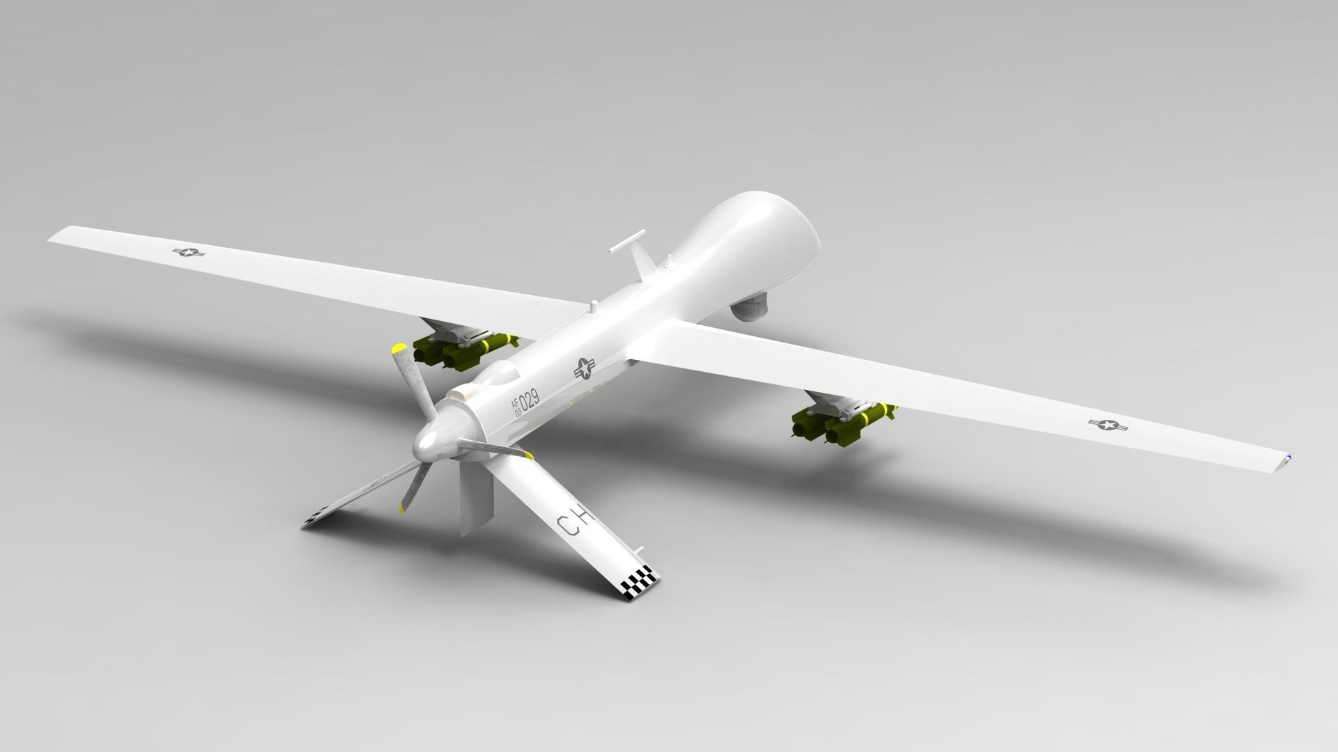 MQ-1 Predator UAV Free low-poly 3D model_11