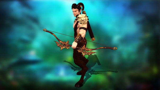 Satyr archer in fantasy world Low-poly 3D model