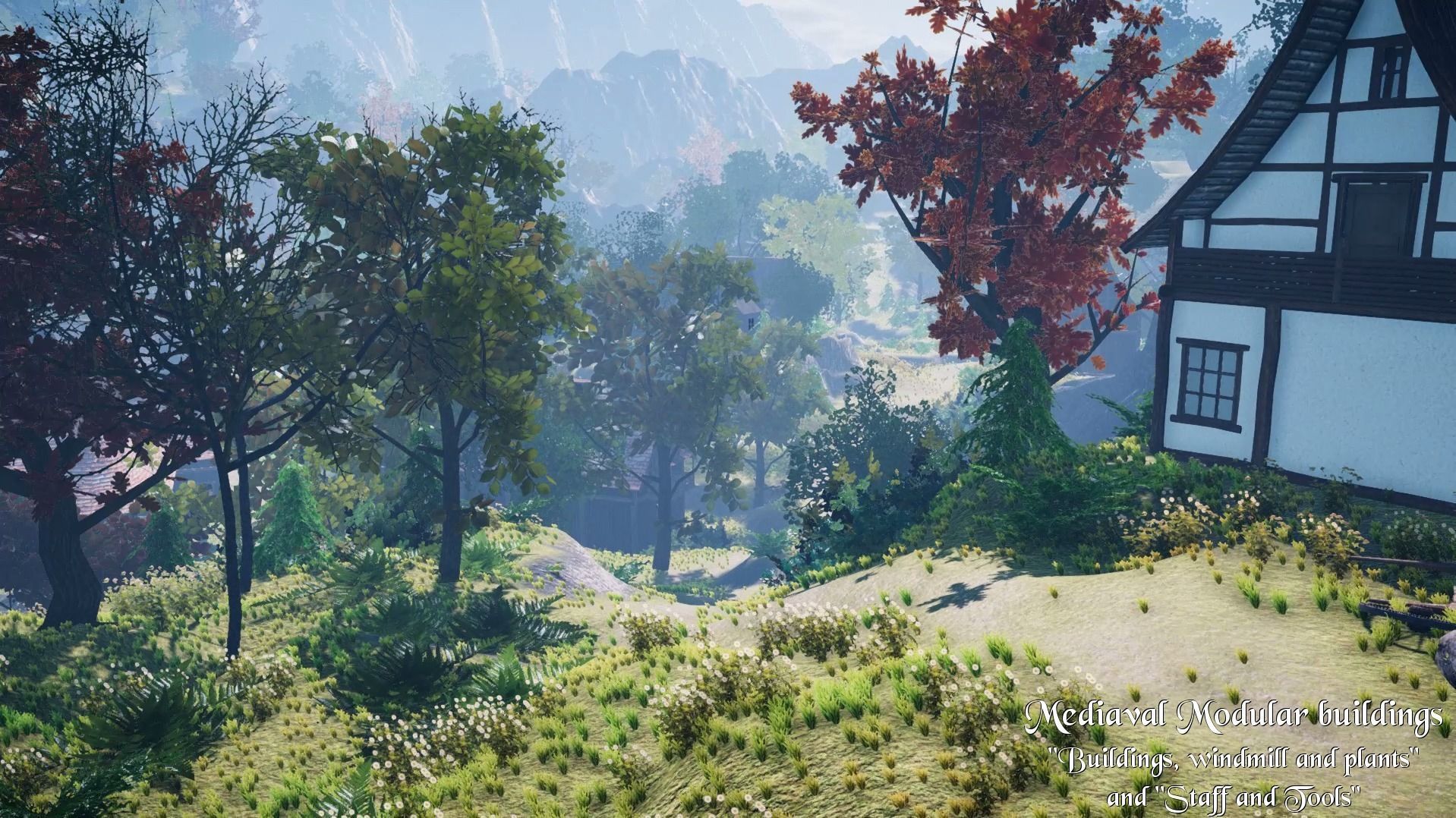 Medieval Modular City - Buildings Windmill and Environment Low-poly 3D model_13