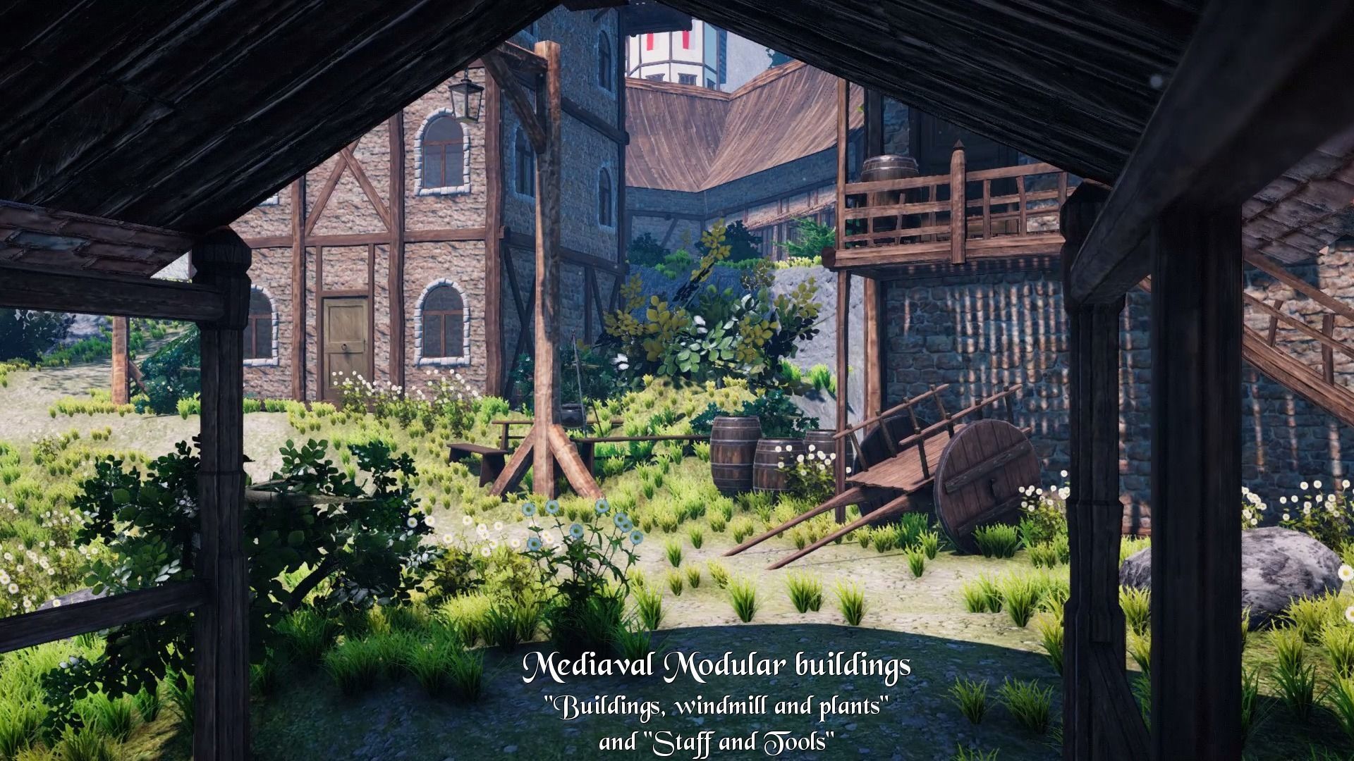 Medieval Modular City - Buildings Windmill and Environment Low-poly 3D model_25