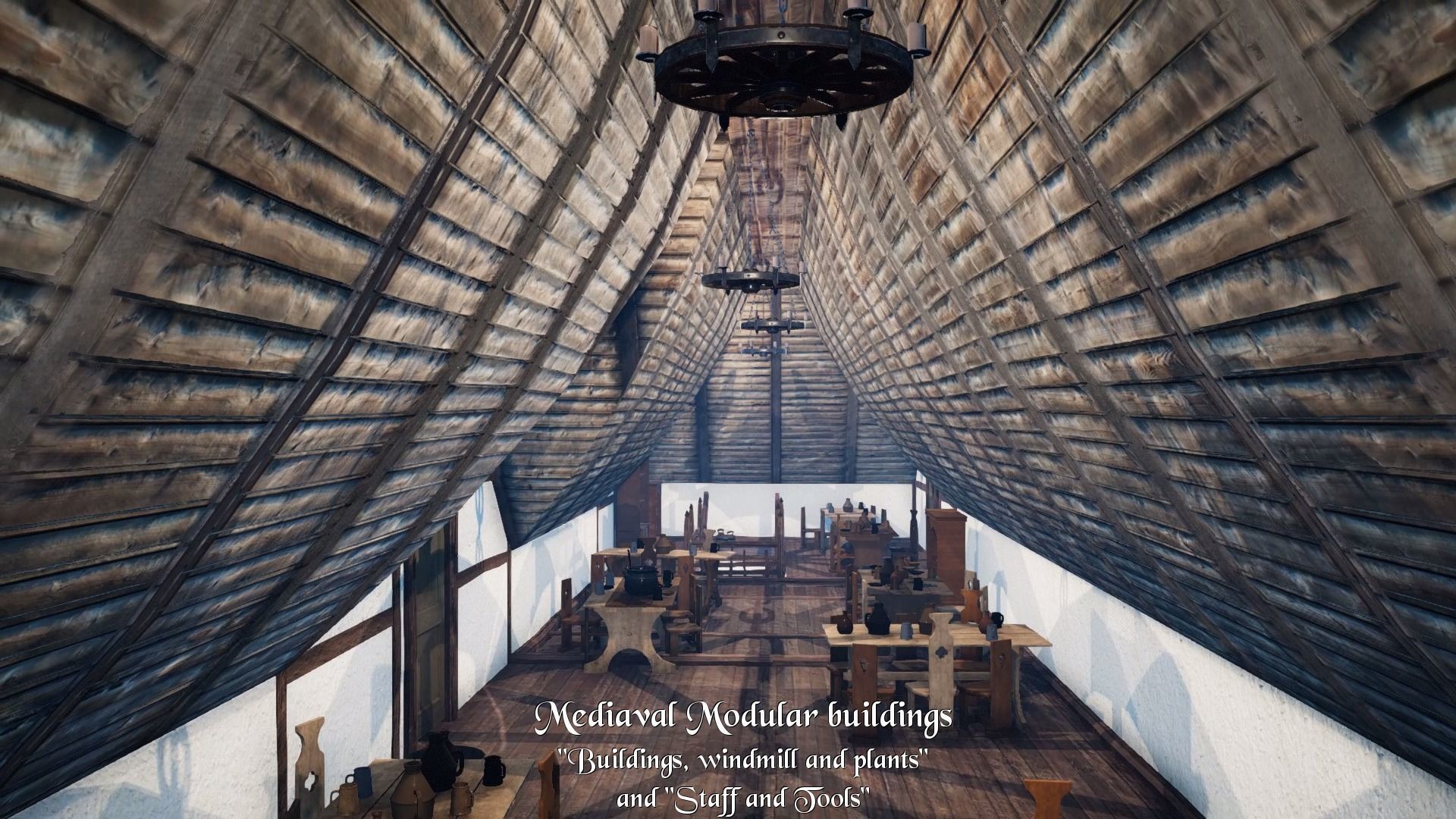 Medieval Modular City - Buildings Windmill and Environment Low-poly 3D model_26