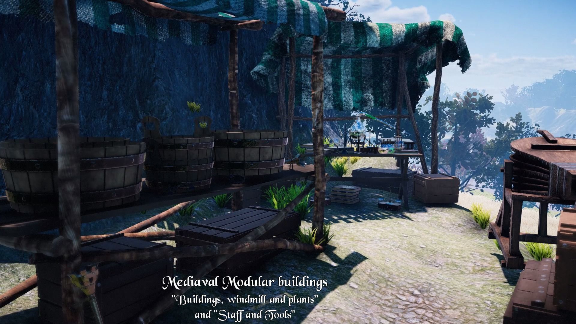 Medieval Modular City - Buildings Windmill and Environment Low-poly 3D model_22