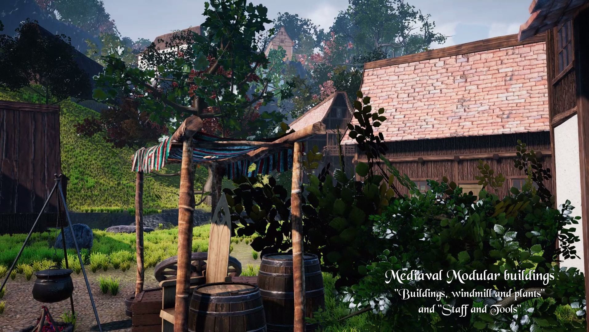 Medieval Modular City - Buildings Windmill and Environment Low-poly 3D model_24