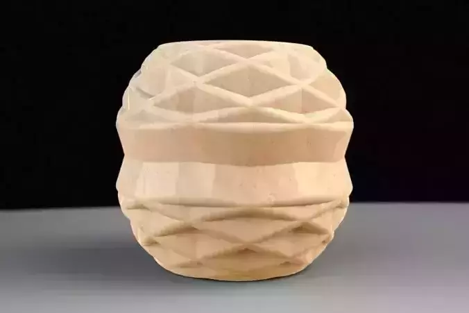 Lampshade wooden vase with geometric patterns