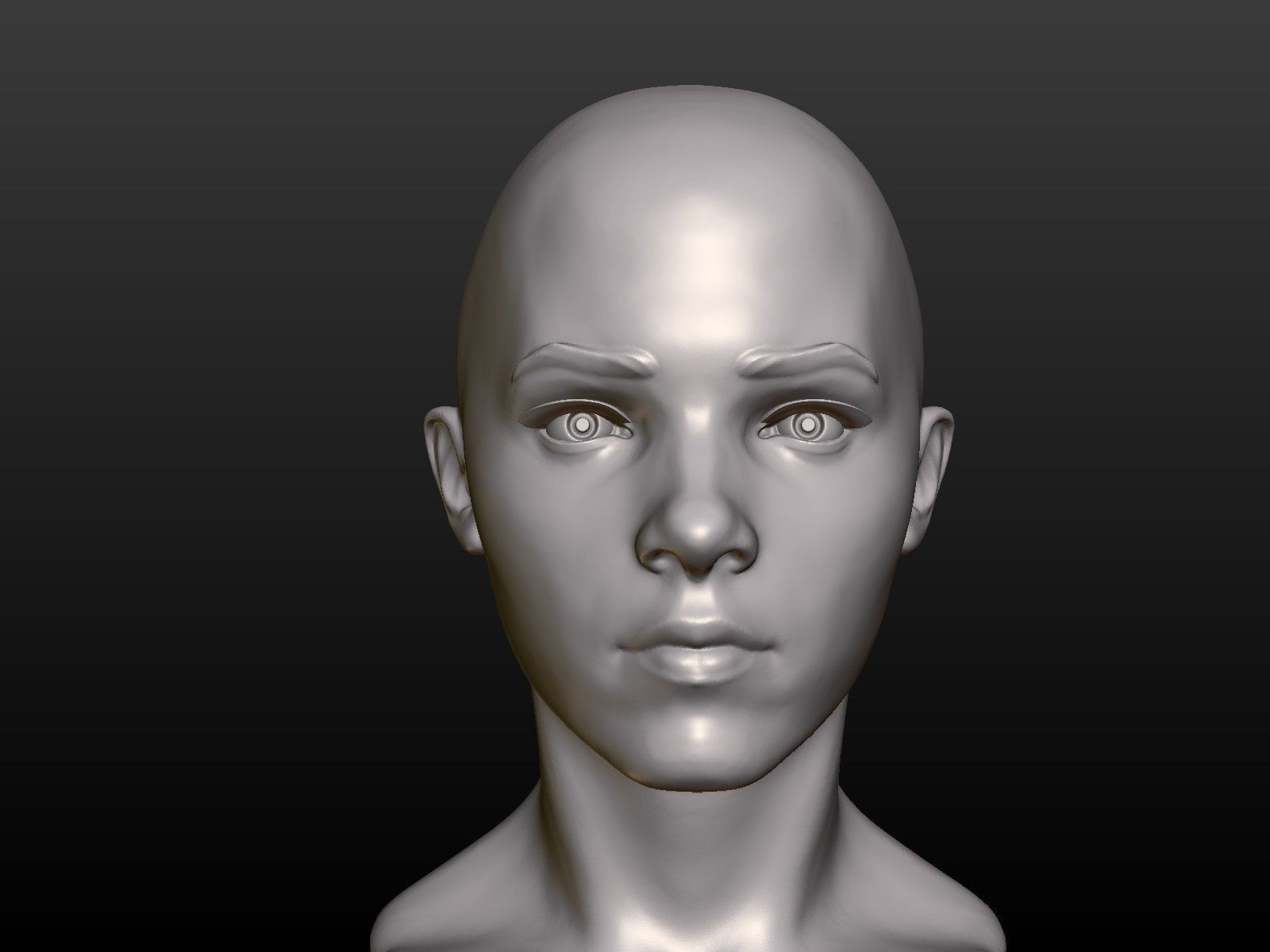Young woman head 3D print model_5