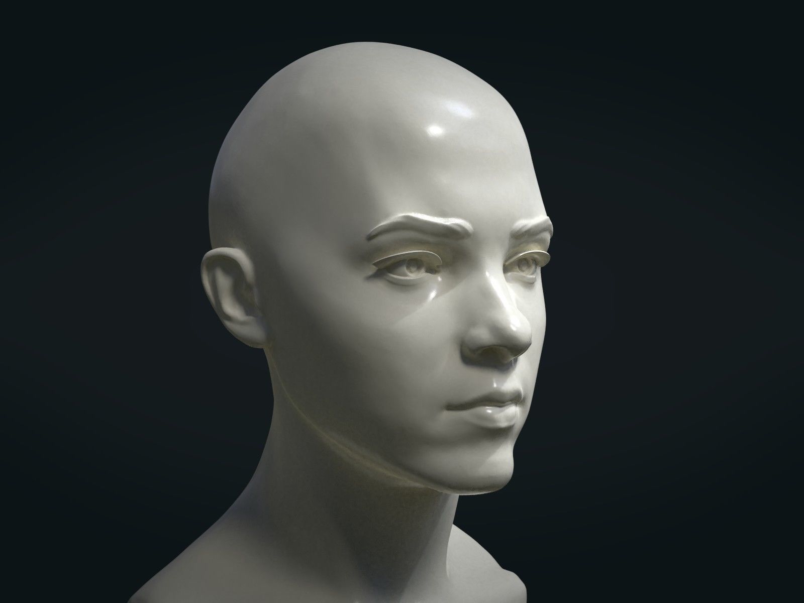 Young woman head 3D print model_3