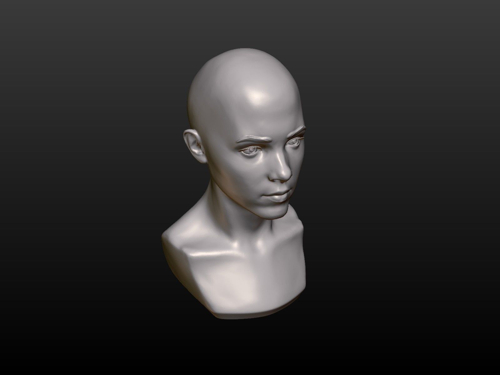 Young woman head 3D print model_11