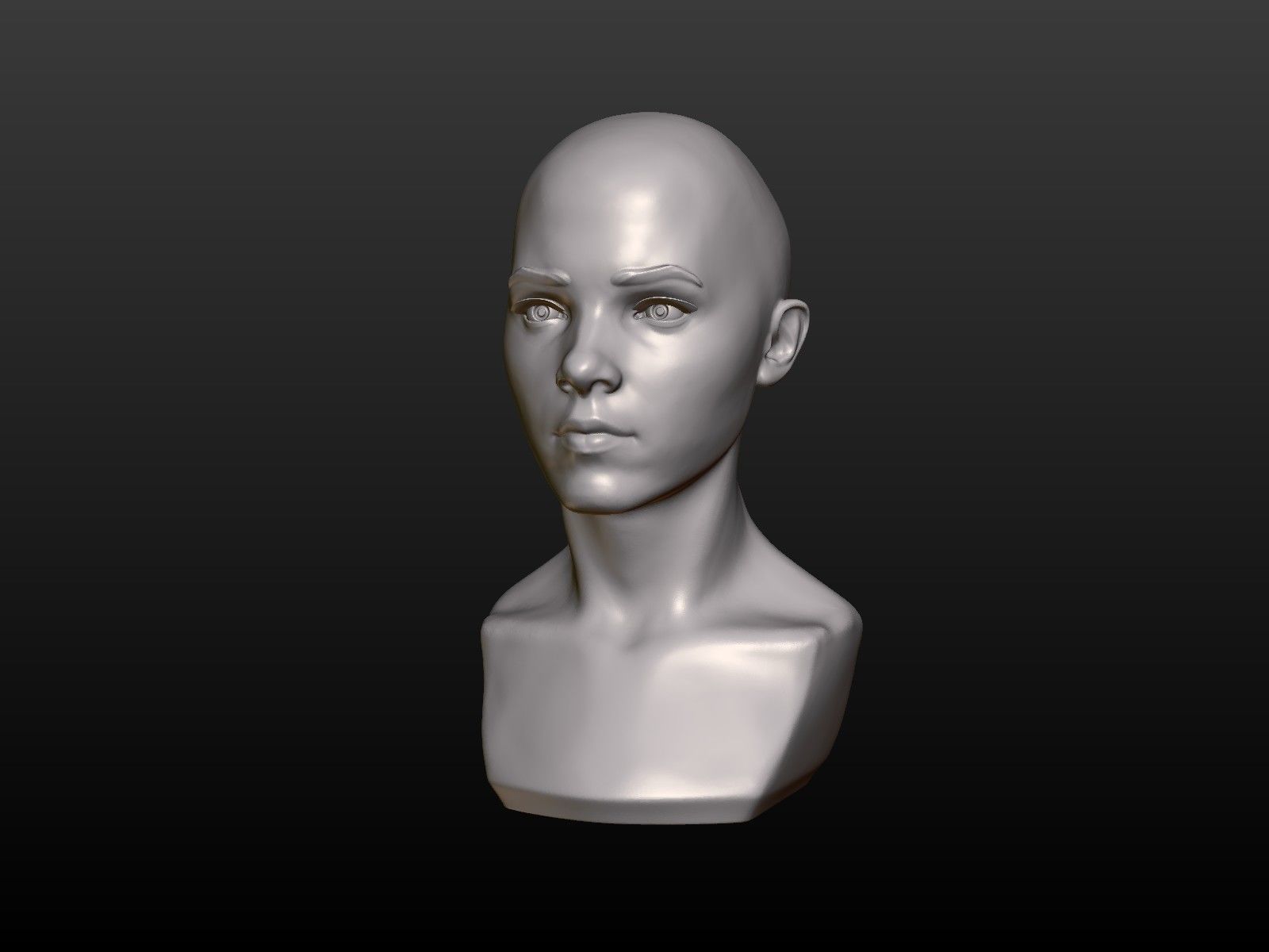 Young woman head 3D print model_14