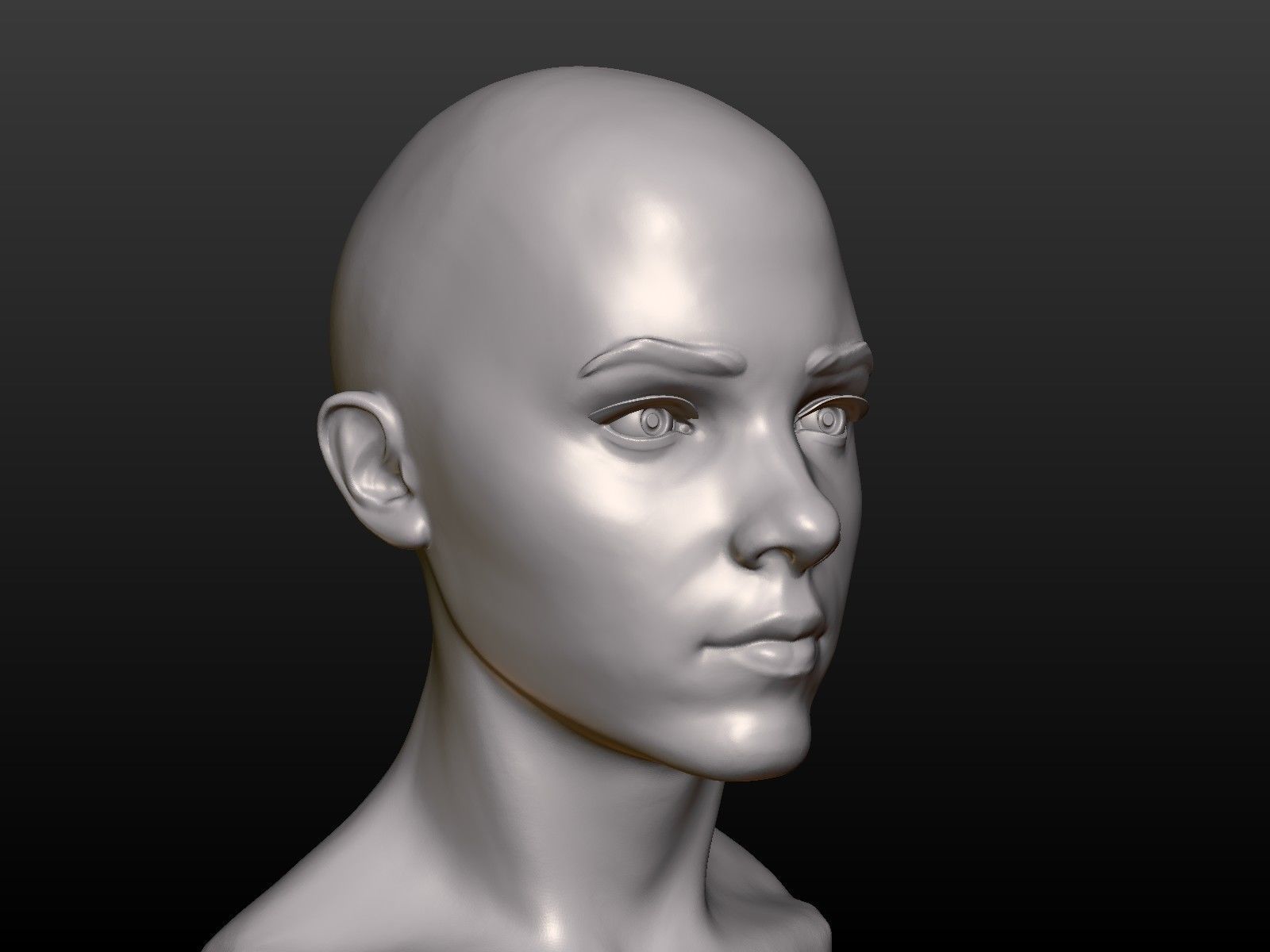 Young woman head 3D print model_4