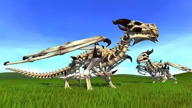Undead dragon Low-poly 3D model