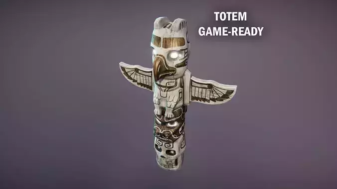 Totem eagle Low-poly 3D model