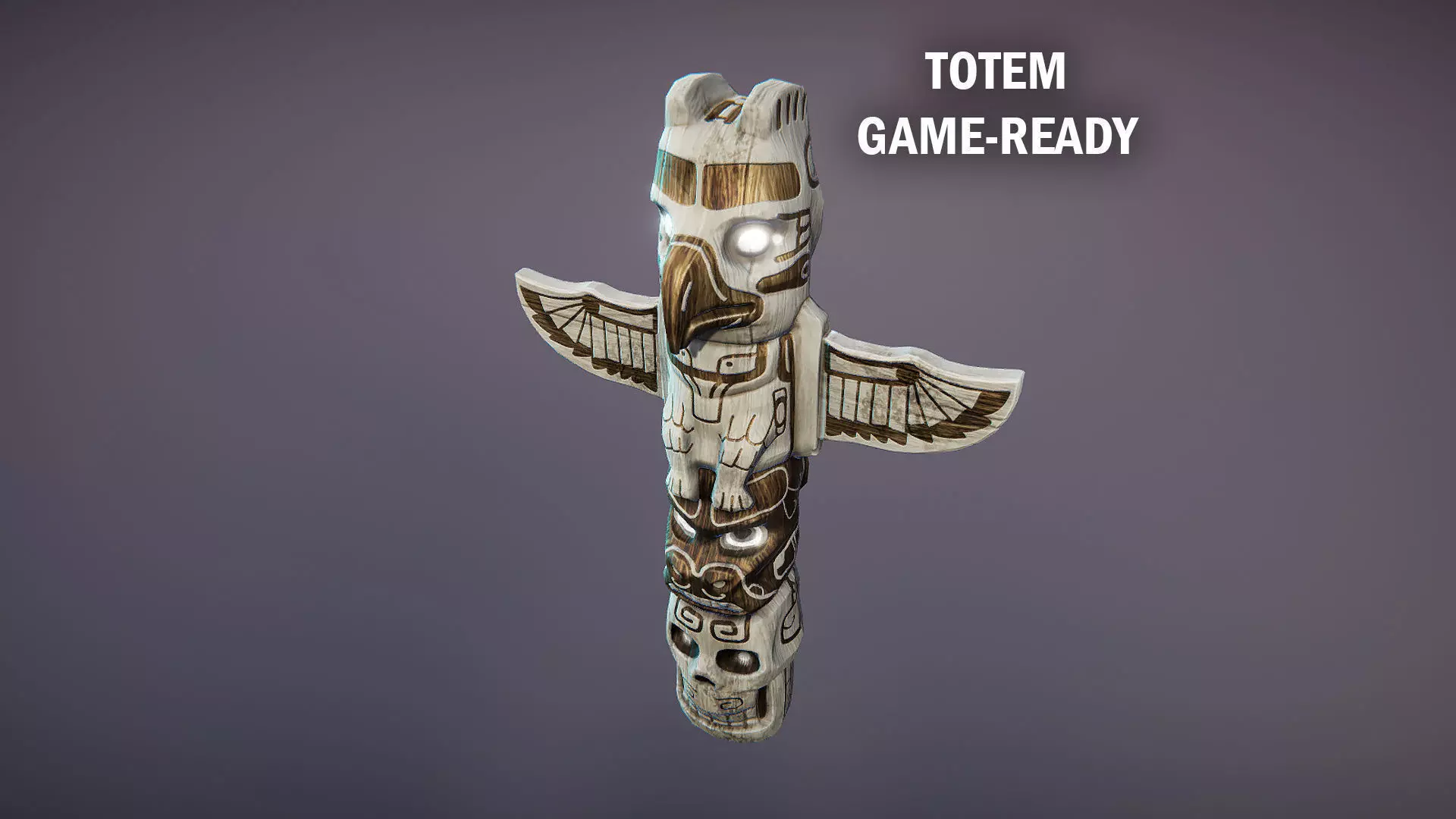 Totem eagle Low-poly 3D model_0