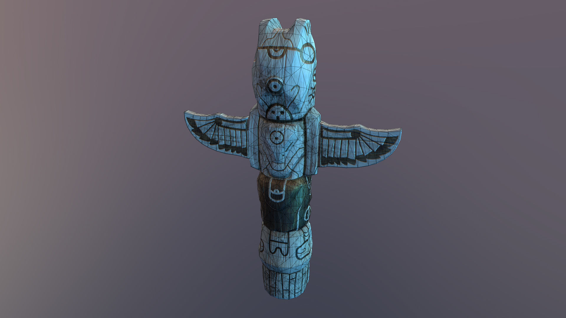 Totem eagle Low-poly 3D model_1