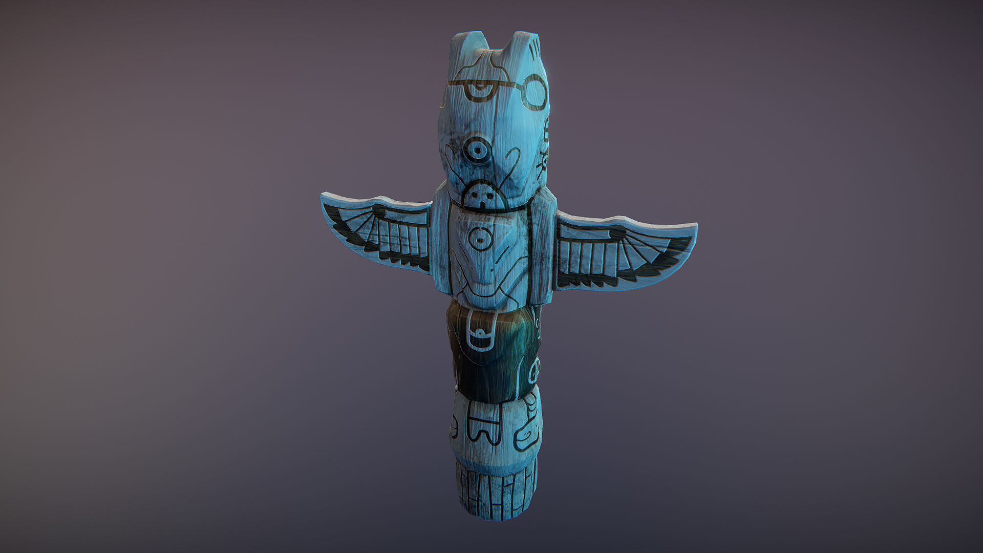 Totem eagle Low-poly 3D model_2