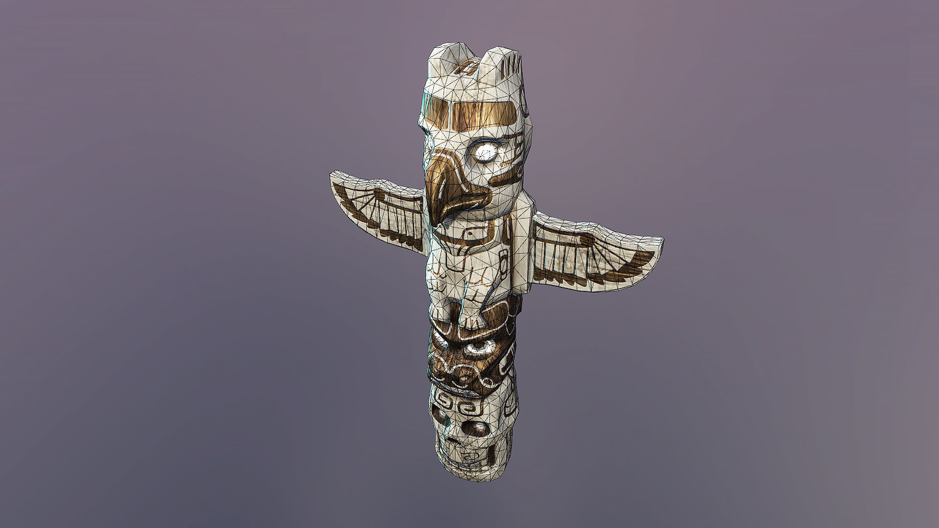 Totem eagle Low-poly 3D model_4
